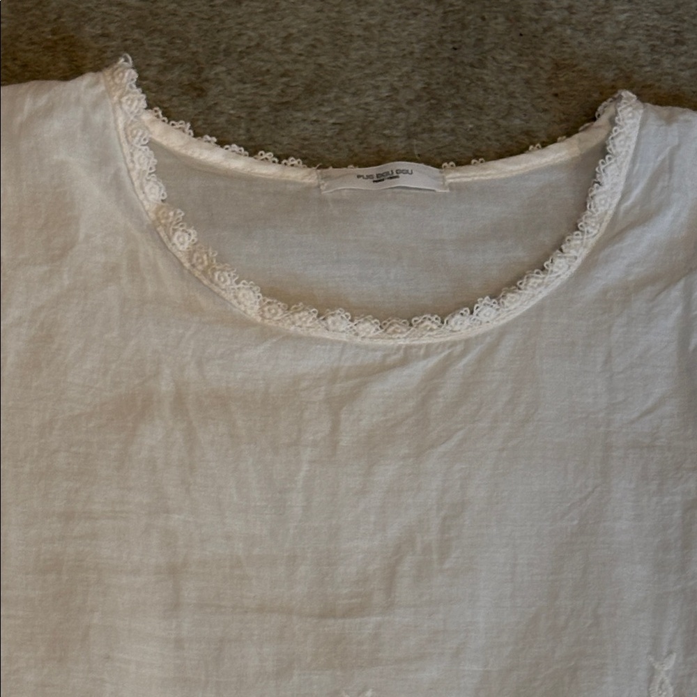 Bohemian cottage Core Cotton embroidered net lined shirt S - Picture 4 of 10